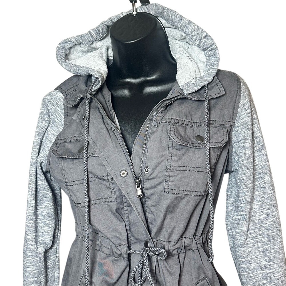 Mudd Charcoal and Heather Grey Utility Jacket Size X-Small